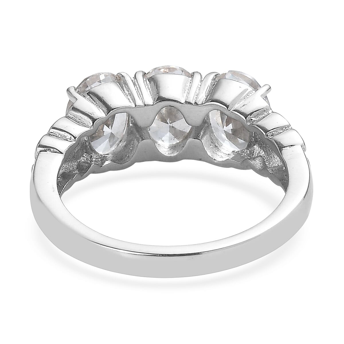 EverTrue Simulated Diamond 3 Stone Ring in Stainless Steel (Size 10.0) 6.25 ctw image number 4
