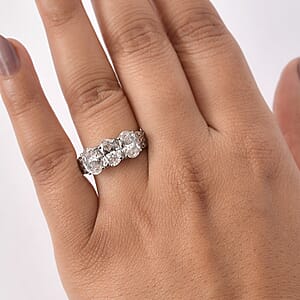 EverTrue Simulated Diamond 3 Stone Ring in Stainless Steel (Size 11.0) 6.25 ctw