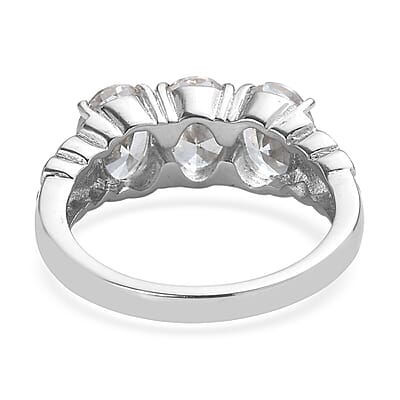 EverTrue Simulated Diamond 3 Stone Ring in Stainless Steel (Size 11.0) 6.25 ctw