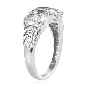 EverTrue Simulated Diamond 3 Stone Ring in Stainless Steel (Size 5) 6.25 ctw
