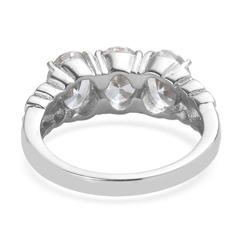EverTrue Simulated Diamond 3 Stone Ring in Stainless Steel (Size 7.0) 6.25 ctw
