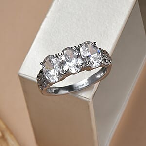 EverTrue Simulated Diamond 3 Stone Ring in Stainless Steel (Size 8.0) 6.25 ctw