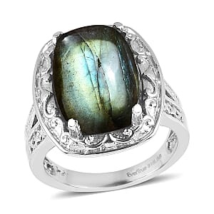 EverTrue Malagasy Labradorite Ring in Stainless Steel (Size 10.0) 12.75 ctw