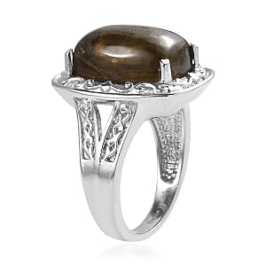 EverTrue Malagasy Labradorite Ring in Stainless Steel (Size 10.0) 12.75 ctw
