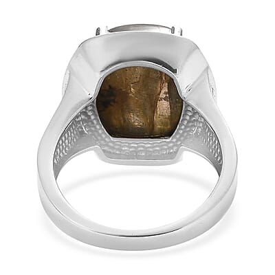 EverTrue Malagasy Labradorite Ring in Stainless Steel (Size 10.0) 12.75 ctw