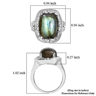 EverTrue Malagasy Labradorite Ring in Stainless Steel (Size 10.0) 12.75 ctw