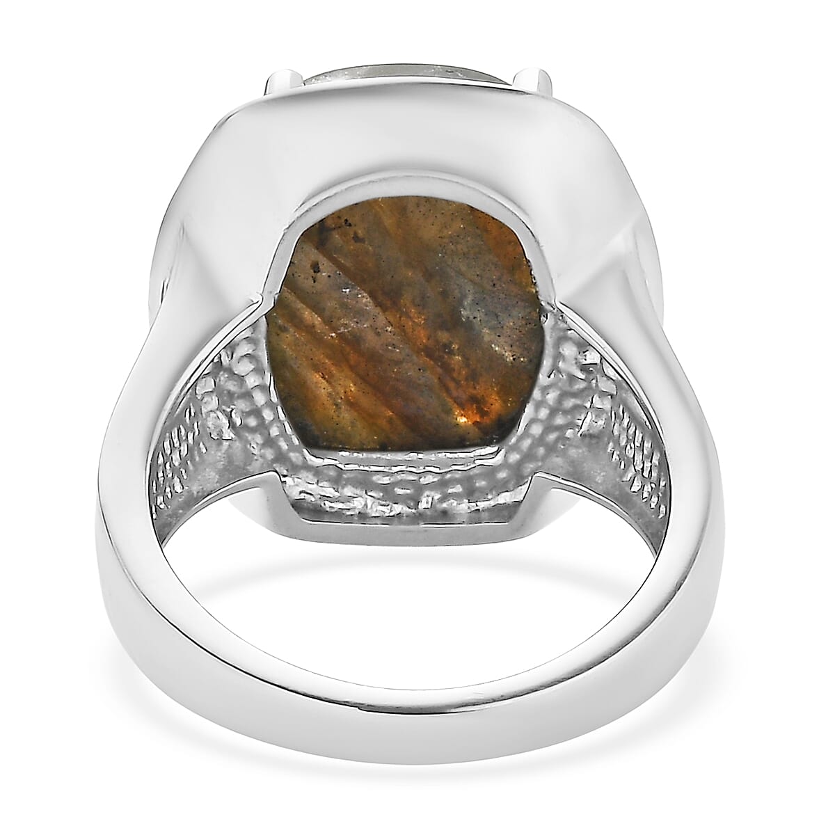 EverTrue Malagasy Labradorite Ring in Stainless Steel (Size 8.0) 12.75 ctw
