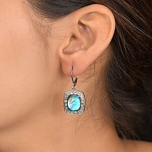 EverTrue Malagasy Labradorite 13.00 ctw Earrings in Stainless Steel