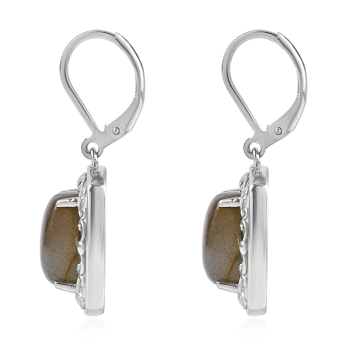 EverTrue Malagasy Labradorite 13.00 ctw Earrings in Stainless Steel image number 3