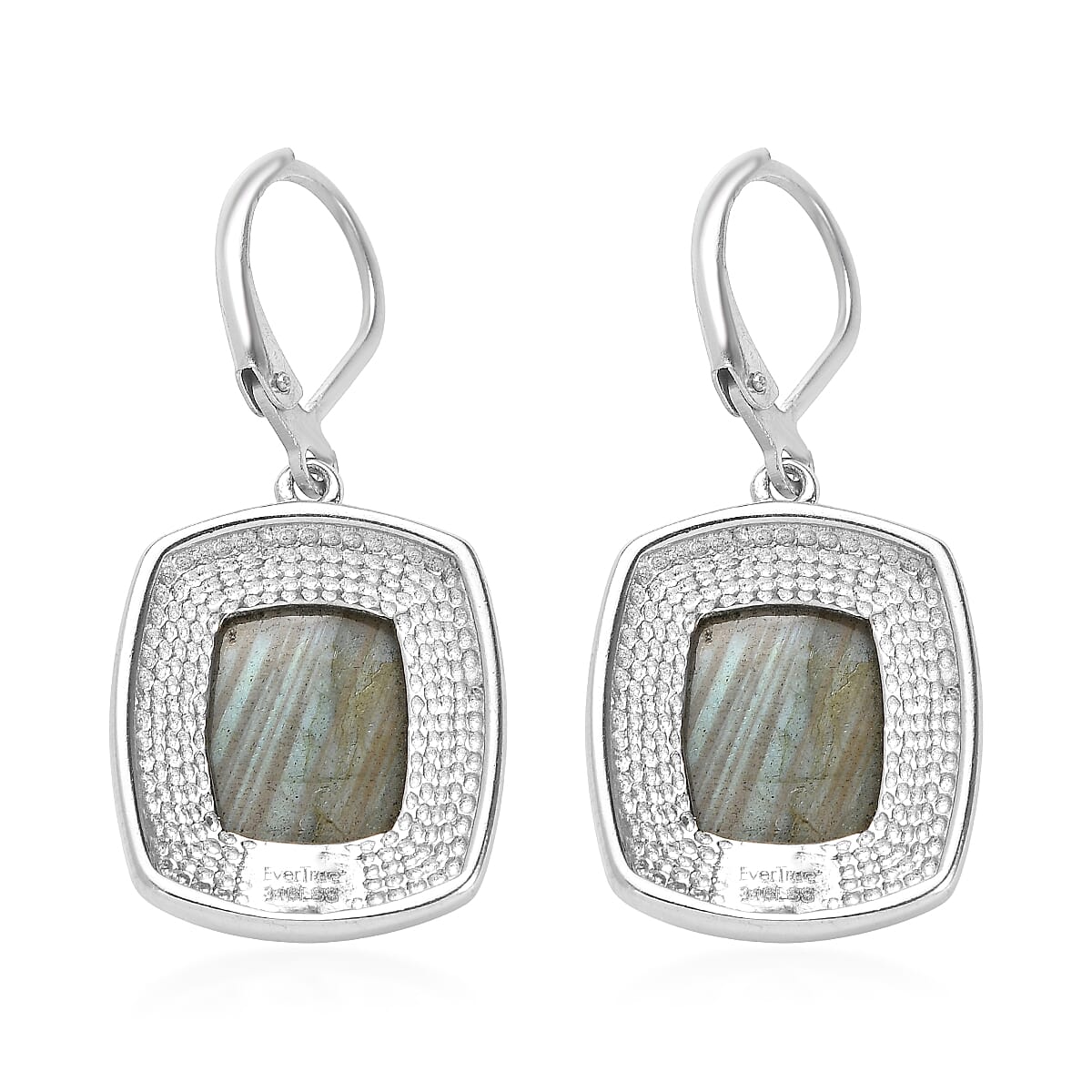 EverTrue Malagasy Labradorite 13.00 ctw Earrings in Stainless Steel