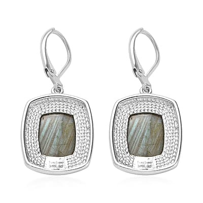 EverTrue Malagasy Labradorite 13.00 ctw Earrings in Stainless Steel