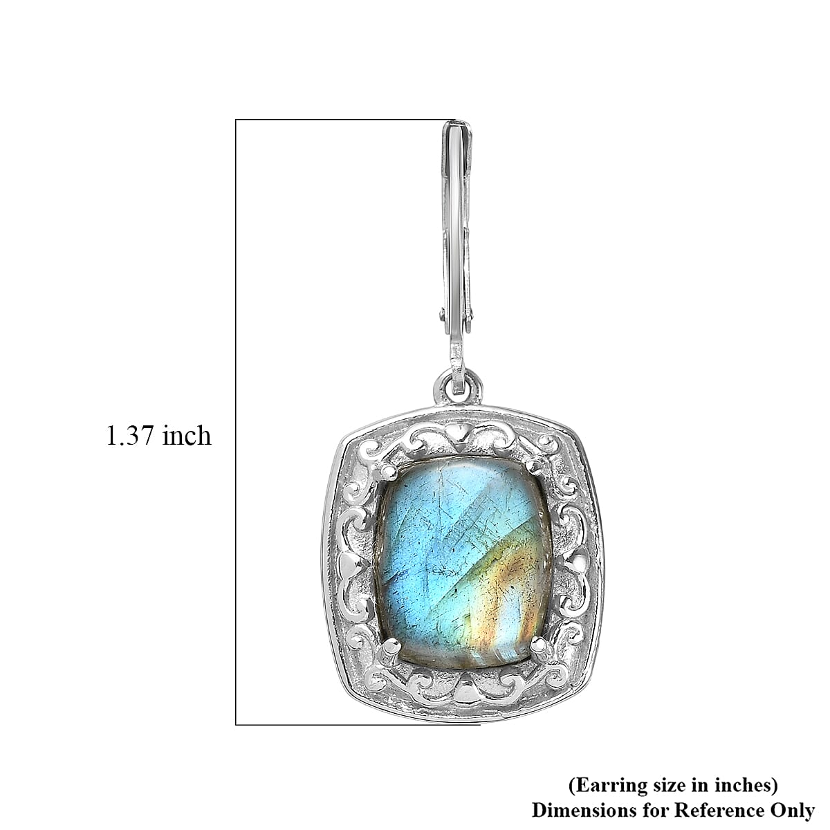 EverTrue Malagasy Labradorite 13.00 ctw Earrings in Stainless Steel image number 5