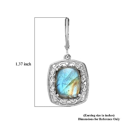 EverTrue Malagasy Labradorite 13.00 ctw Earrings in Stainless Steel