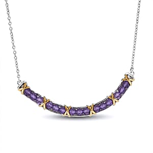 EverTrue African Amethyst 3.00 ctw Necklace in 18K YG Plated and Platinum Bond 18-20 Inches 