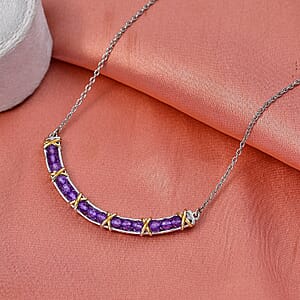 EverTrue African Amethyst 3.00 ctw Necklace in 18K YG Plated and Platinum Bond 18-20 Inches 