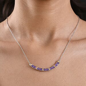 EverTrue African Amethyst 3.00 ctw Necklace in 18K YG Plated and Platinum Bond 18-20 Inches 