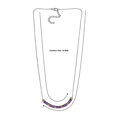 EverTrue African Amethyst 3.00 ctw Necklace in 18K YG Plated and Platinum Bond 18-20 Inches