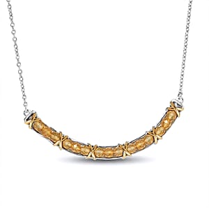 EverTrue Brazilian Citrine 3.00 ctw Necklace in 18K YG Plated and Platinum Bond 18-20 Inches 