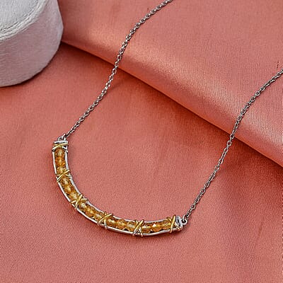 EverTrue Brazilian Citrine 3.00 ctw Necklace in 18K YG Plated and Platinum Bond 18-20 Inches