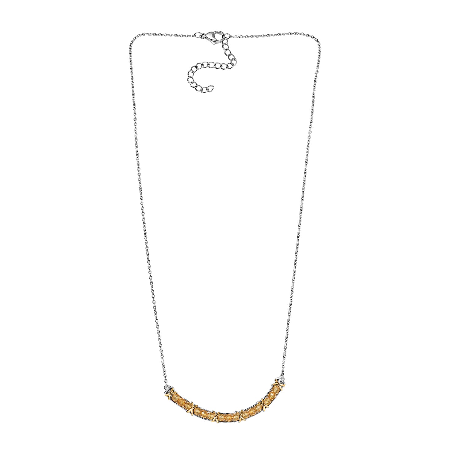 EverTrue Brazilian Citrine 3.00 ctw Necklace in 18K YG Plated and Platinum Bond 18-20 Inches