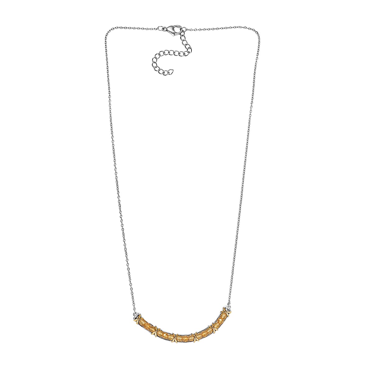 EverTrue Brazilian Citrine 3.00 ctw Necklace in 18K YG Plated and Platinum Bond 18-20 Inches  image number 3