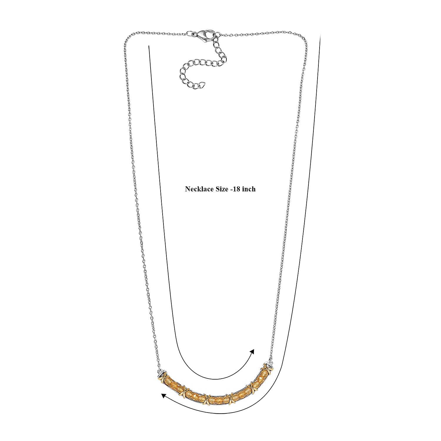 EverTrue Brazilian Citrine 3.00 ctw Necklace in 18K YG Plated and Platinum Bond 18-20 Inches
