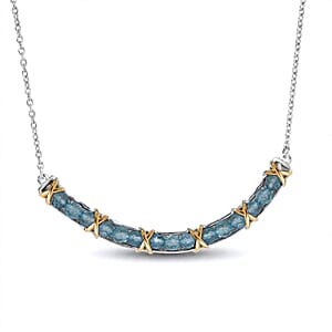 EverTrue Sky Blue Topaz 3.60 ctw Necklace in 18K YG Plated and Platinum Bond 18-20 Inches 