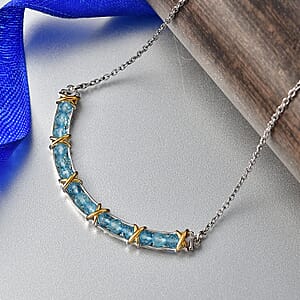EverTrue Sky Blue Topaz 3.60 ctw Necklace in 18K YG Plated and Platinum Bond 18-20 Inches 