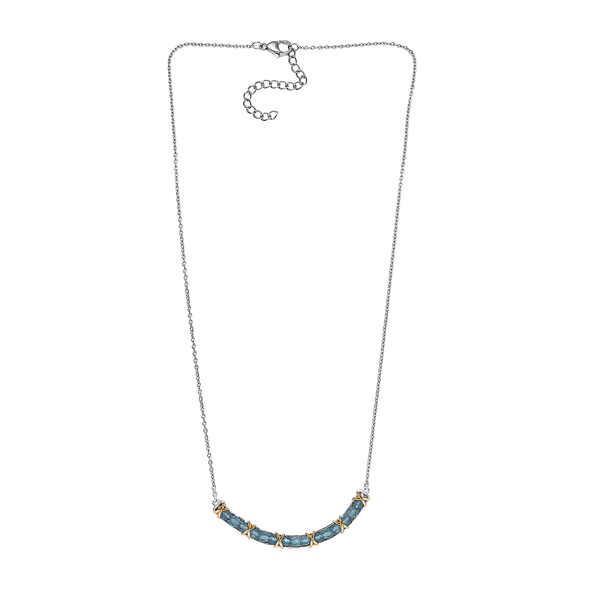 EverTrue Sky Blue Topaz 3.60 ctw Necklace in 18K YG Plated and Platinum Bond 18-20 Inches  image number 3