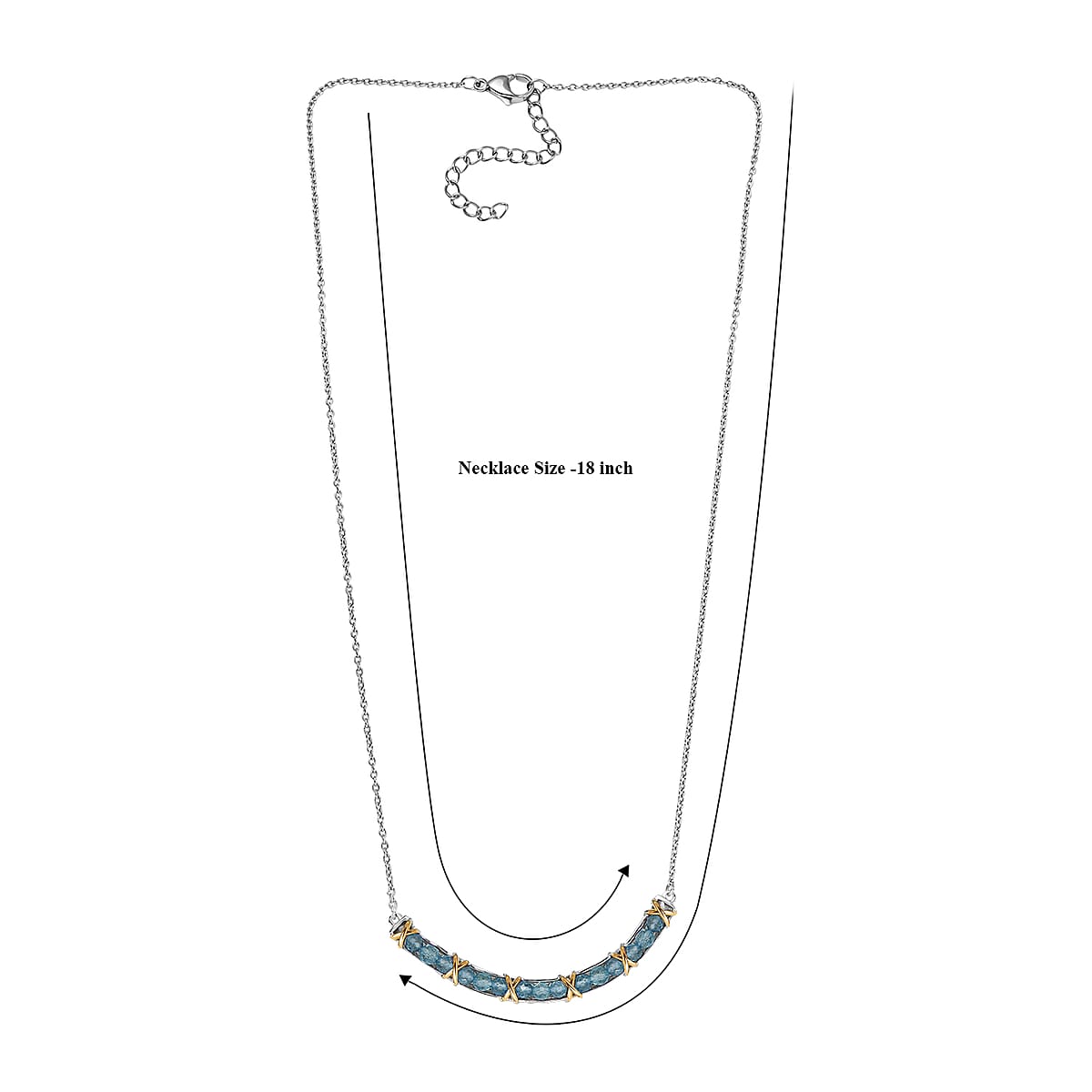 EverTrue Sky Blue Topaz 3.60 ctw Necklace in 18K YG Plated and Platinum Bond 18-20 Inches  image number 5