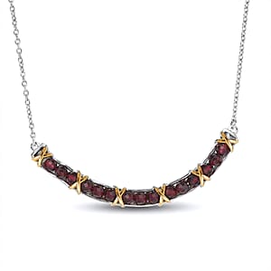 EverTrue Mozambique Garnet 5.00 ctw Necklace in 18K YG Plated and Platinum Bond 18-20 Inches 