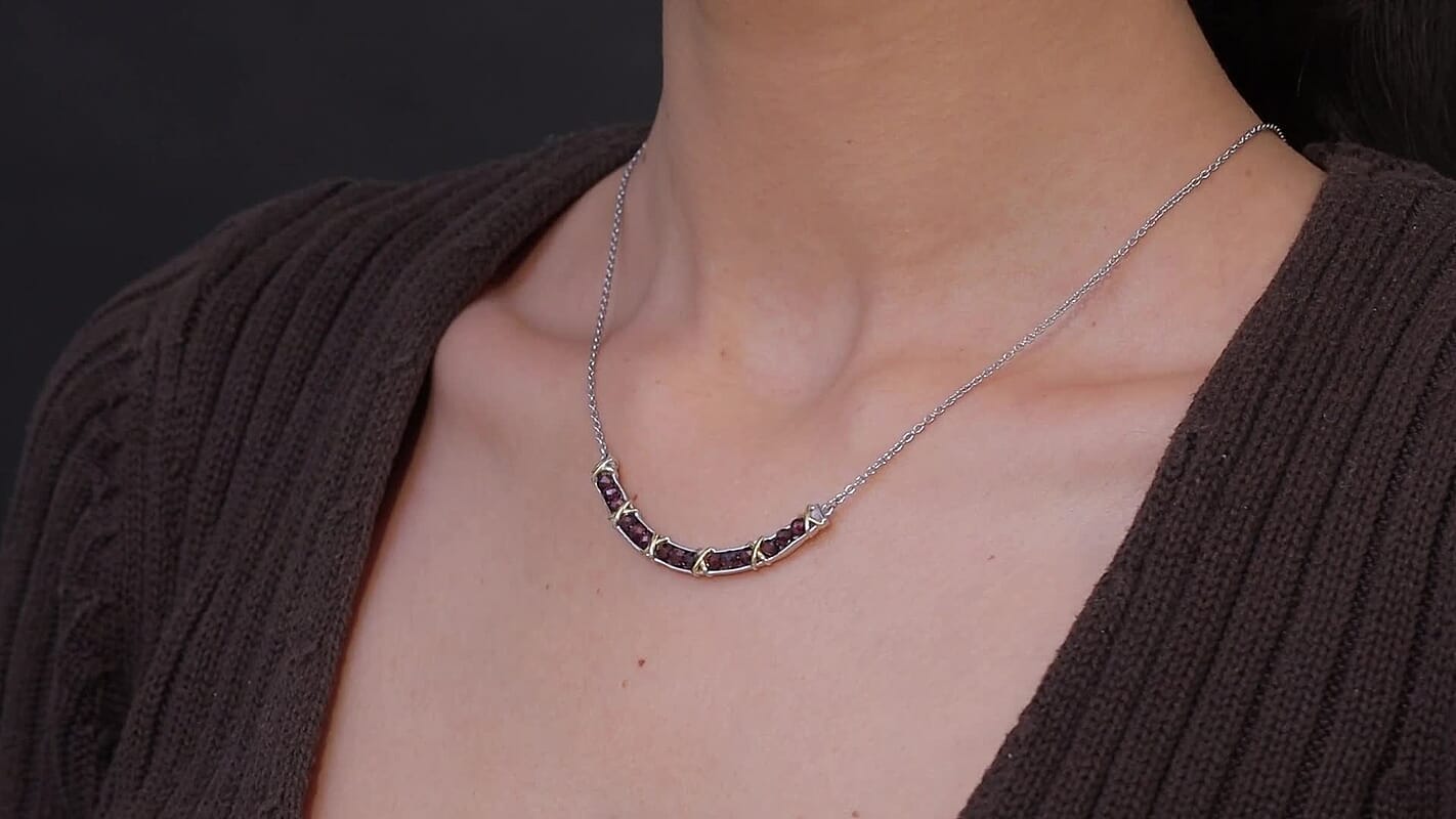 EverTrue African Amethyst Necklace (18-20 Inches) in 18K YG Plated and Platinum Bond 3.00 ctw