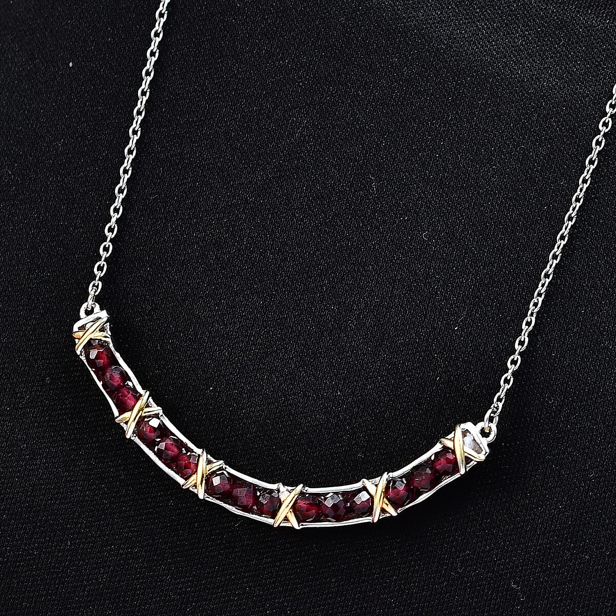EverTrue Mozambique Garnet 5.00 ctw Necklace in 18K YG Plated and Platinum Bond 18-20 Inches  image number 1