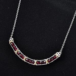 EverTrue Mozambique Garnet 5.00 ctw Necklace in 18K YG Plated and Platinum Bond 18-20 Inches 