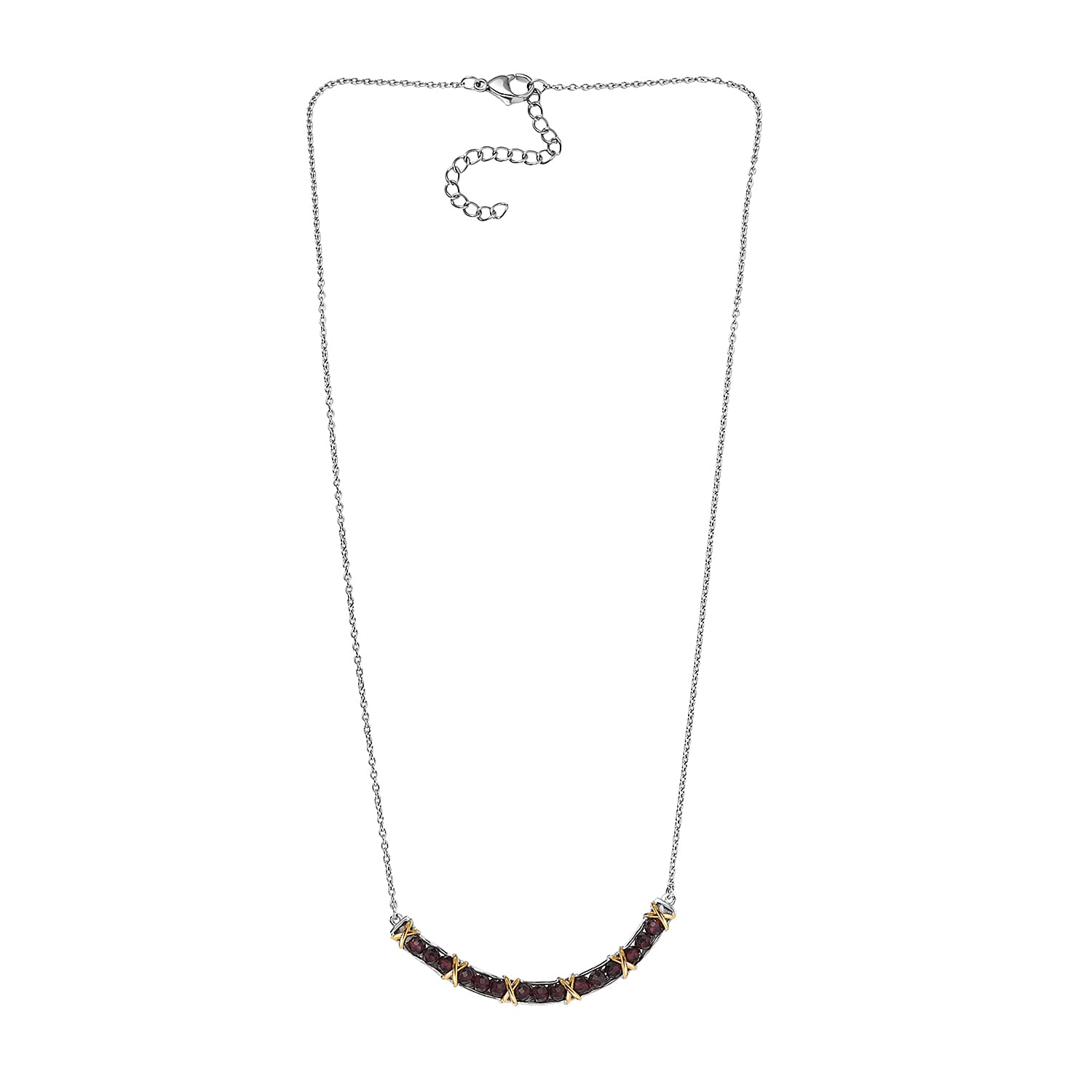 EverTrue Mozambique Garnet 5.00 ctw Necklace in 18K YG Plated and Platinum Bond 18-20 Inches