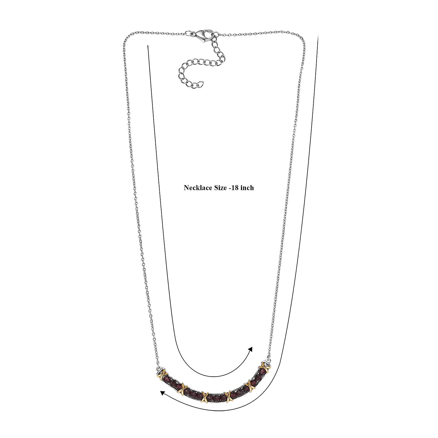 EverTrue Mozambique Garnet 5.00 ctw Necklace in 18K YG Plated and Platinum Bond 18-20 Inches