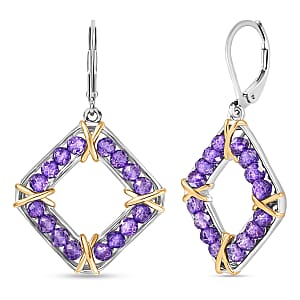 EverTrue African Amethyst 5.00 ctw Earrings in 18K YG Plated and Platinum Bond