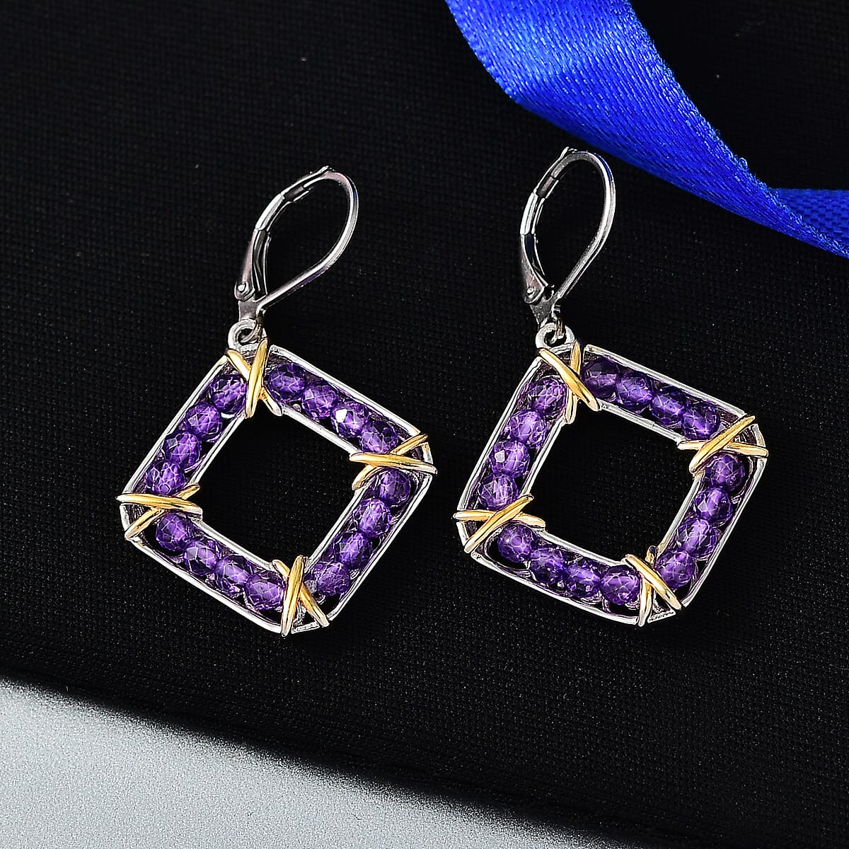 EverTrue African Amethyst 5.00 ctw Earrings in 18K YG Plated and Platinum Bond image number 1
