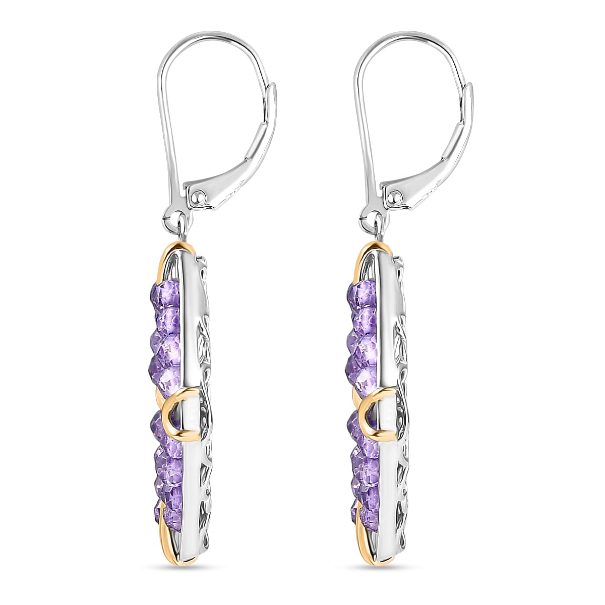 EverTrue African Amethyst 5.00 ctw Earrings in 18K YG Plated and Platinum Bond image number 3