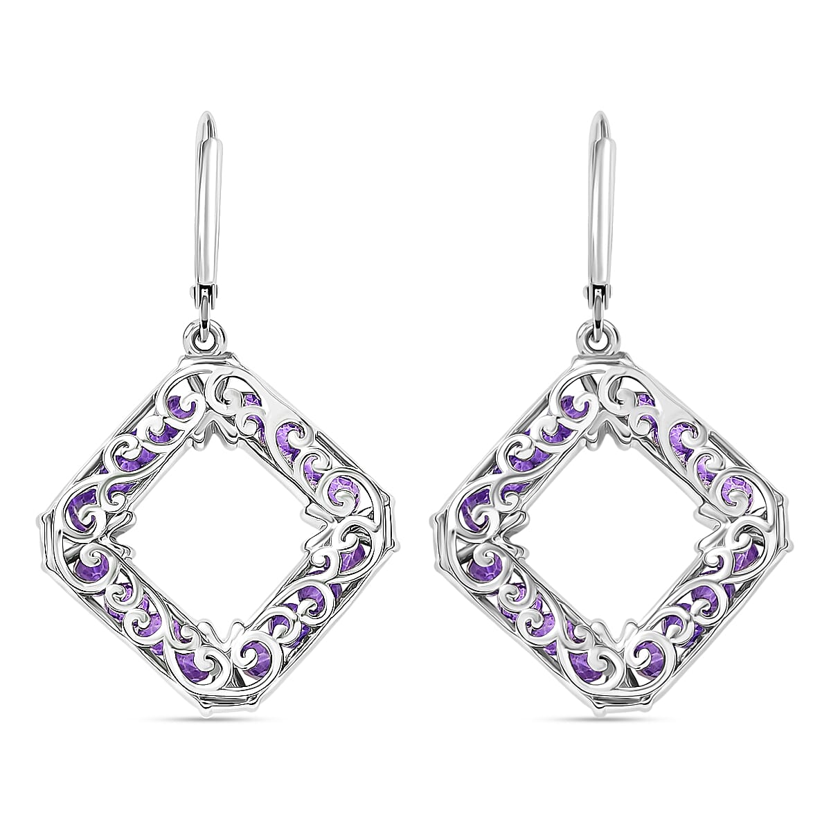 EverTrue African Amethyst 5.00 ctw Earrings in 18K YG Plated and Platinum Bond