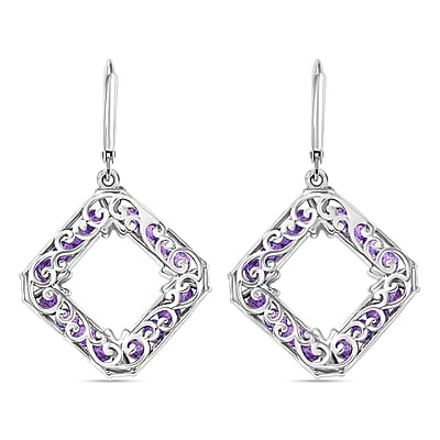 EverTrue African Amethyst 5.00 ctw Earrings in 18K YG Plated and Platinum Bond