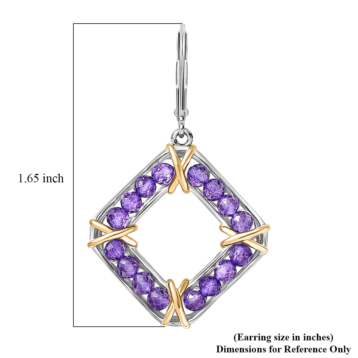 EverTrue African Amethyst 5.00 ctw Earrings in 18K YG Plated and Platinum Bond