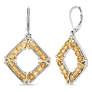 EverTrue Brazilian Citrine 6.65 ctw Earrings in 18K YG Plated and Platinum Bond