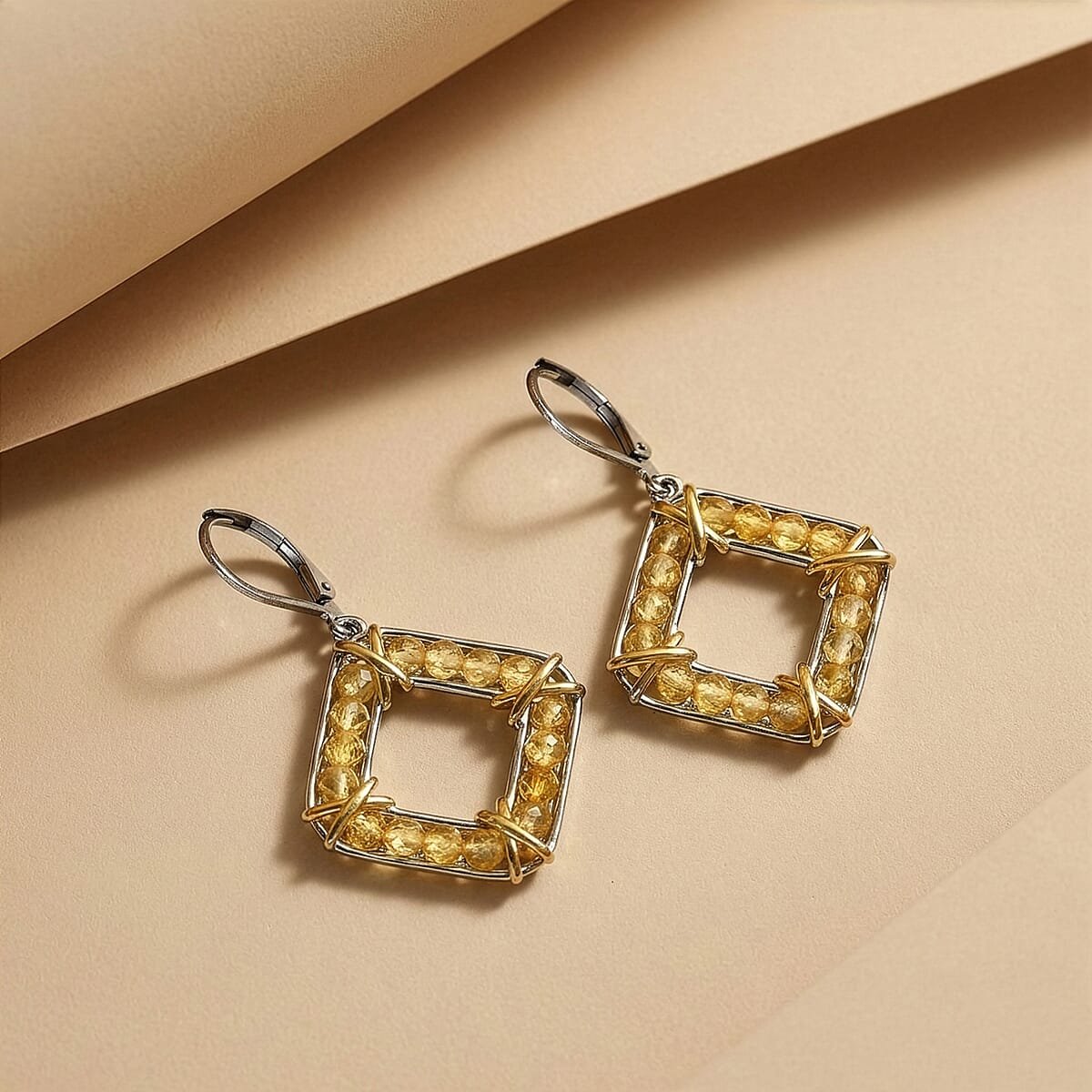 EverTrue Brazilian Citrine 6.65 ctw Earrings in 18K YG Plated and Platinum Bond image number 1