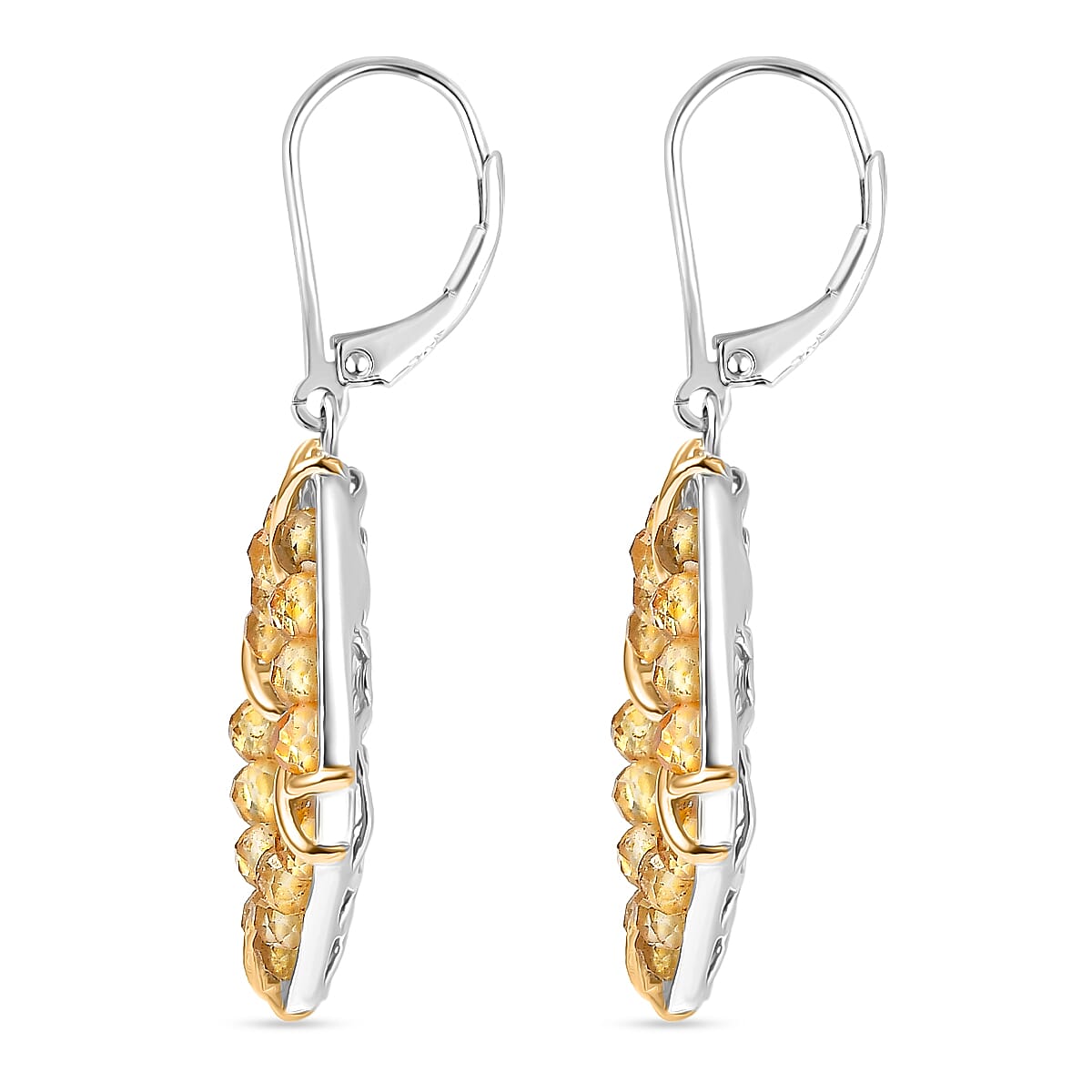 EverTrue Brazilian Citrine 6.65 ctw Earrings in 18K YG Plated and Platinum Bond
