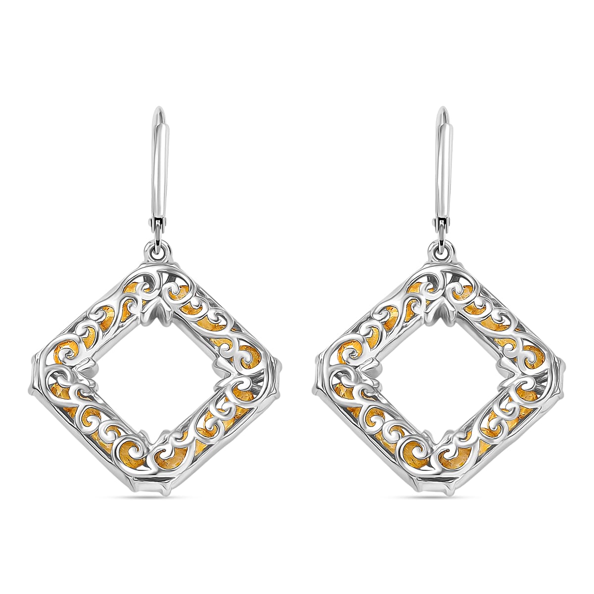 EverTrue Brazilian Citrine 6.65 ctw Earrings in 18K YG Plated and Platinum Bond