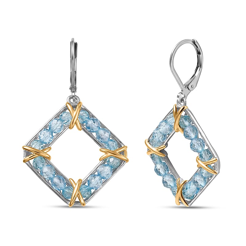 EverTrue Sky Blue Topaz 7.10 ctw Earrings in 18K YG Plated and Platinum Bond