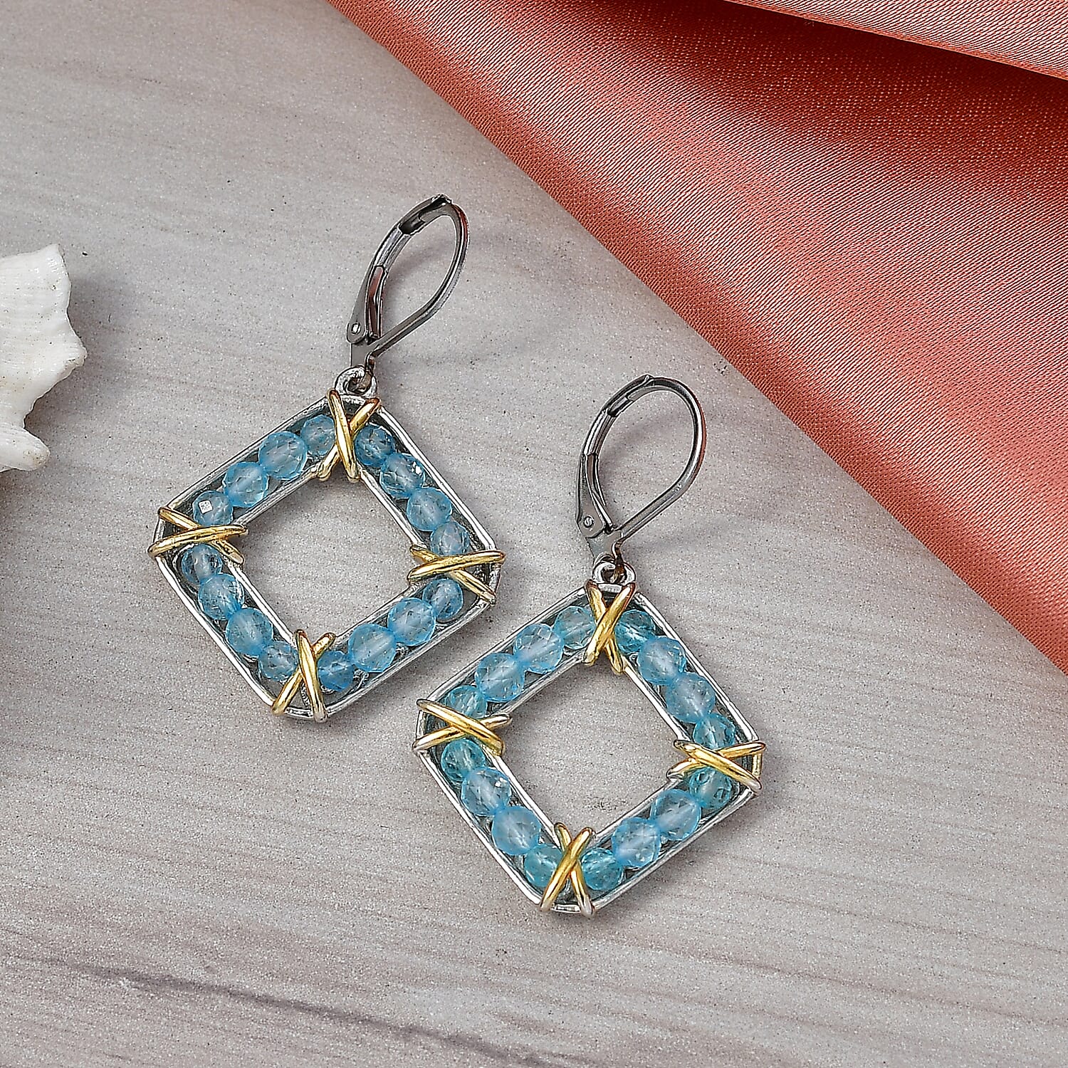 EverTrue Sky Blue Topaz 7.10 ctw Earrings in 18K YG Plated and Platinum Bond