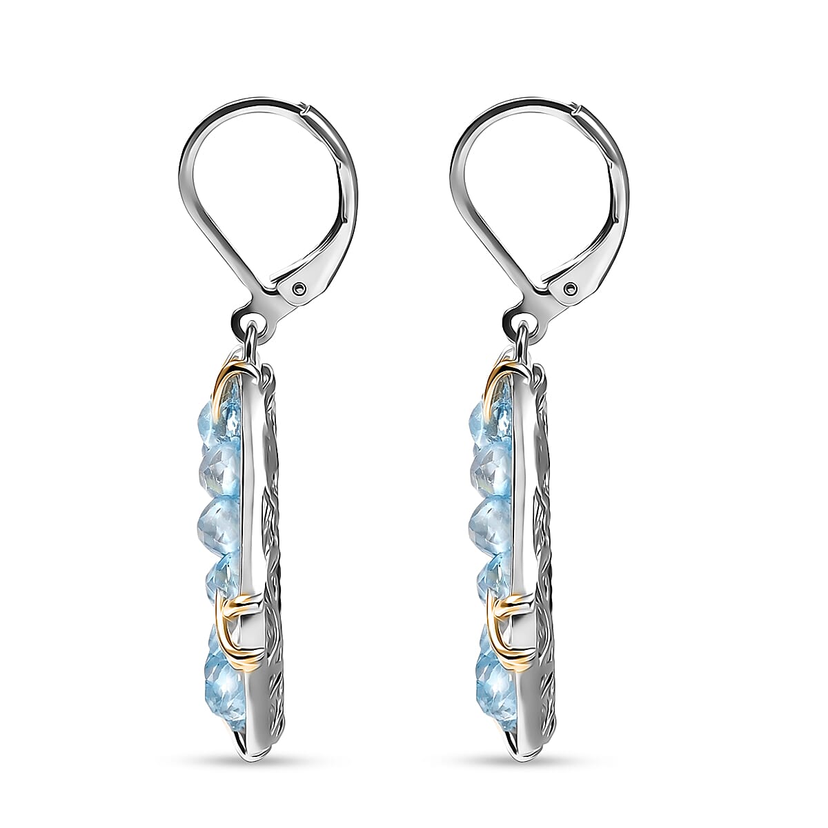 EverTrue Sky Blue Topaz 7.10 ctw Earrings in 18K YG Plated and Platinum Bond