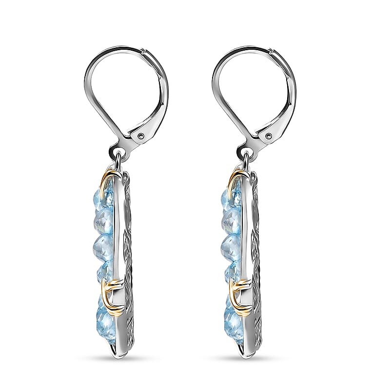 EverTrue Sky Blue Topaz 7.10 ctw Earrings in 18K YG Plated and Platinum Bond